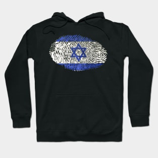 Israel Fingerprint Israeli Flag Design Jewish Heritage Gift Hoodie